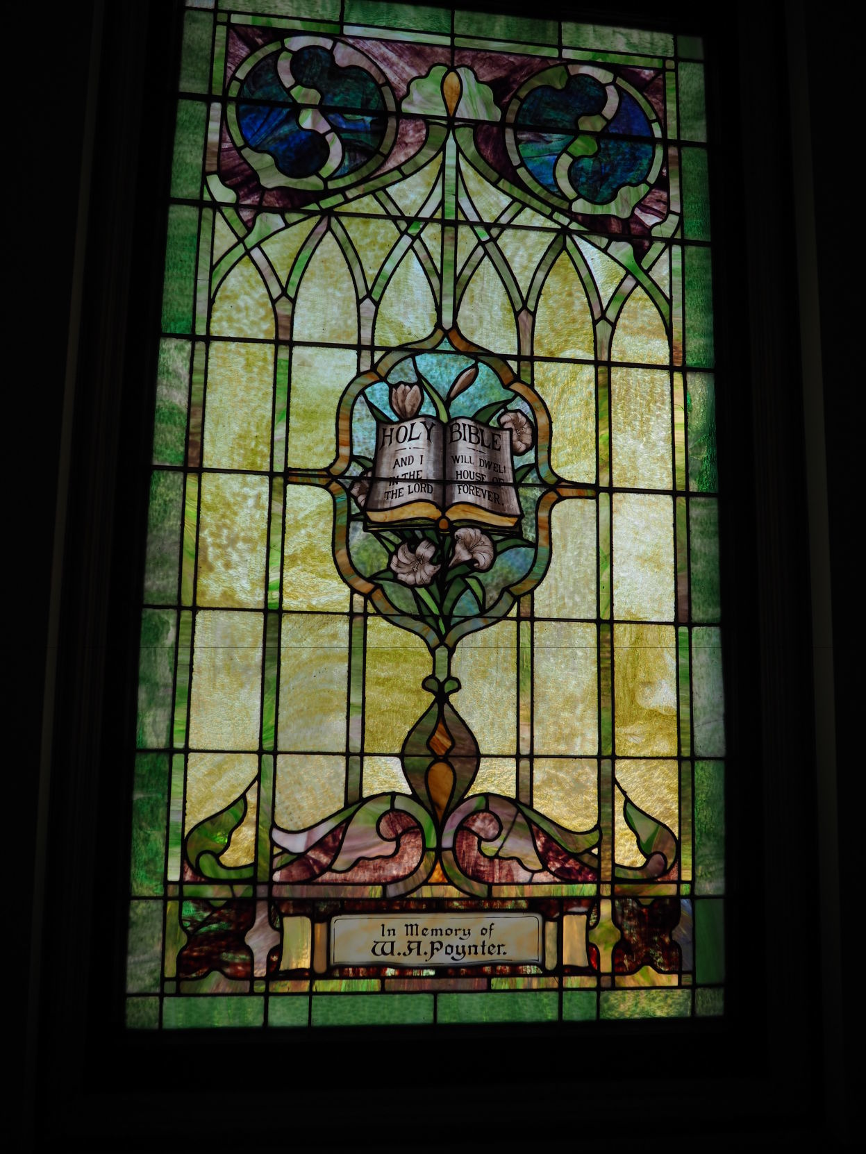 Stained glass window at First Christian Church